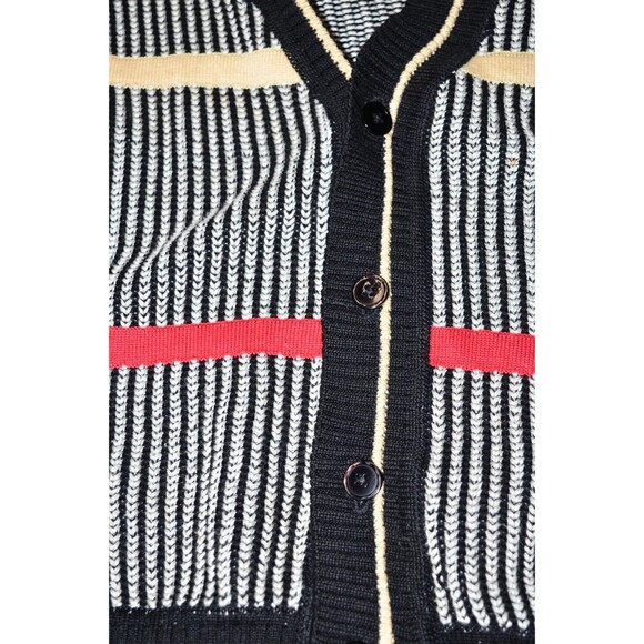 Vtg St Croix Sweater Mens M Black Stripe Cardigan Sail boats  Made in USA - Picture 3 of 9
